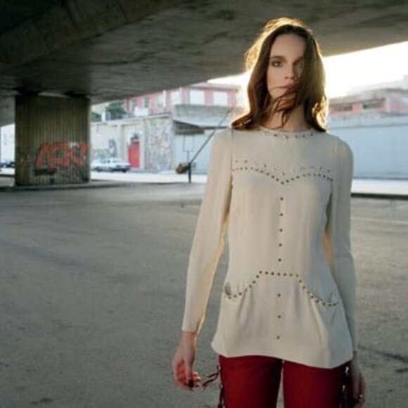 NWT Isabel Marant Studded Long Sleeve Crew Neck Blouse Size FR42/US10 - Picture 3 of 11